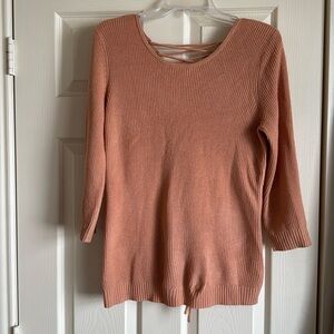 NEW YORK & COMPANY SOHO ACRYLIC SWEATER WITH TIE SHOE STRING BACK!